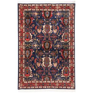 Vintage Persian Varamin Setayesh Rug (Tribal All-over Floral) – Blue Wool