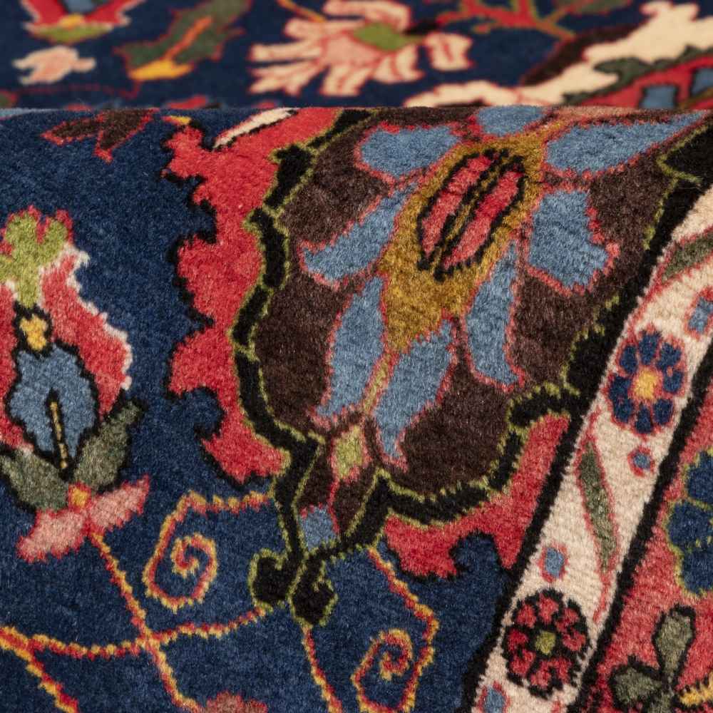 Vintage Persian Varamin Setayesh Rug (Tribal All-over Floral) – Blue Wool