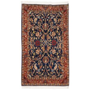 Vintage Persian Varamin Taranom Rug (Tribal All-over Floral) – Blue Wool