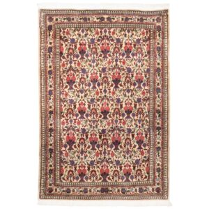 Vintage Persian Varamin Tiara Rug (Intricate All-over Floral Pattern) – Cream Wool