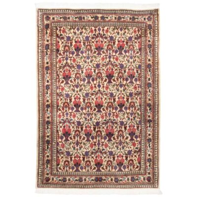 Vintage Persian Varamin Tiara Rug (Intricate All-over Floral Pattern) - Cream Wool