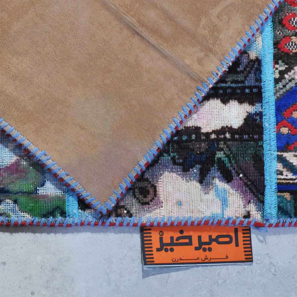 Vintage Persian Hand-Knotted Patchwork Carpet Amirkhiz