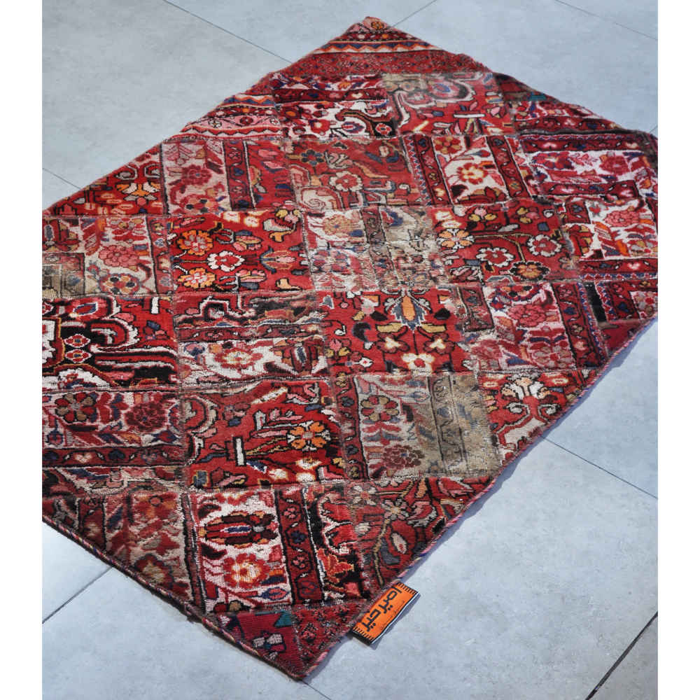 Vintage Persian Hand-Knotted Patchwork Carpet Cheltike