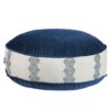 Bohemian Large Round Velvet Pouffe Inspired by Persian Art Navy Blue Afagh