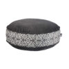 Bohemian Large Round Velvet Pouffe Inspired by Persian Art Gray Malih