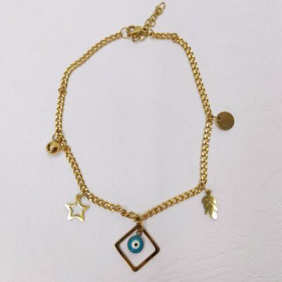 Steel Cheshm Nazar Ankle Bracelet Model Laleh
