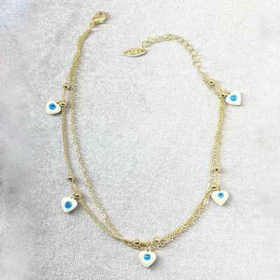 Steel Cheshm Nazar Layered Anklet Model Nahid