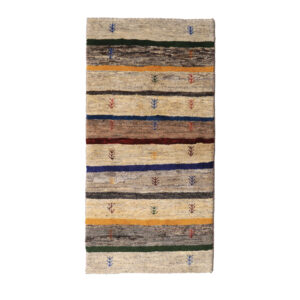 Handwoven Persian Striped Gabbeh Rug in Cream – Wool