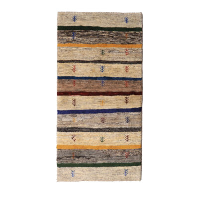 Handwoven Persian Striped Gabbeh Rug in Cream - Wool