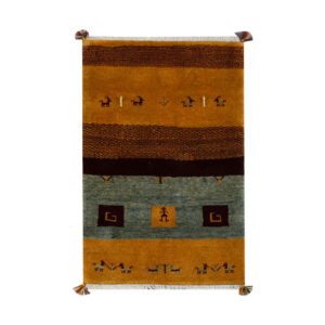 Handwoven Persian Striped Gabbeh Rug in Brown – Wool