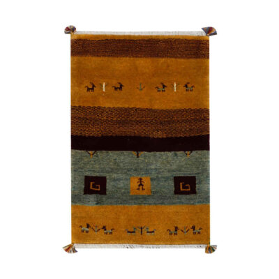 Handwoven Persian Striped Gabbeh Rug in Brown - Wool