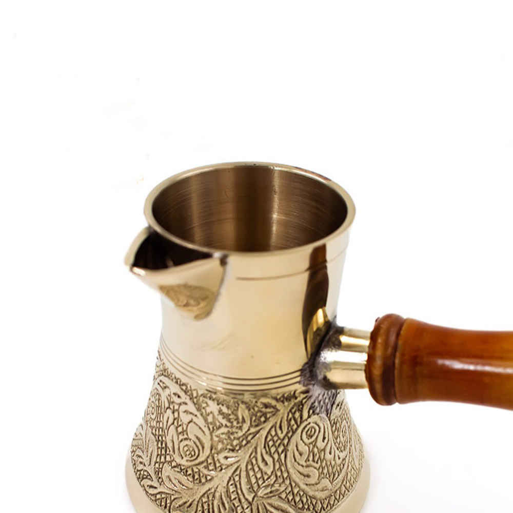 Hammered Brass Turkish Coffee Pot – Engraved Elegant Ibrik, Namin Model