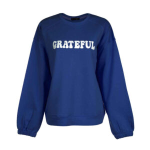 Woman’s Casual Crew Neck Sweatshirt Model Grateful