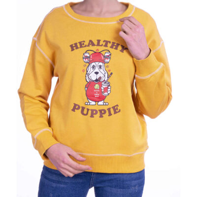 Women's Casual Crew Neck Sweatshirt with Fantasy Design for Stylish Everyday Wear Model Healty