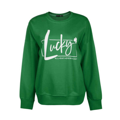 Women's Casual Crew Neck Sweatshirt for Comfortable Everyday and Streetwear Wear Model Lucky