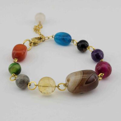 Women's Amethyst & Agate Chakra Beaded Bracelet – Bohemian Jewelry