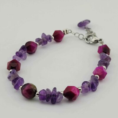Women's Amethyst Gemstone Beaded Bracelet – Natural Stone Jewelry