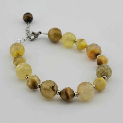 Women's Cat's Eye & Quartz Beaded Bracelet – Bohemian Gemstone Jewelry