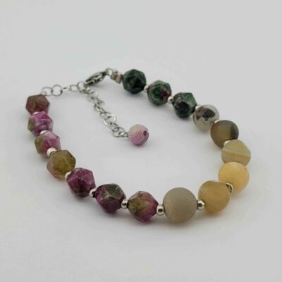 Women's Jade & Agate Beaded Bracelet – Bohemian Gemstone Jewelry