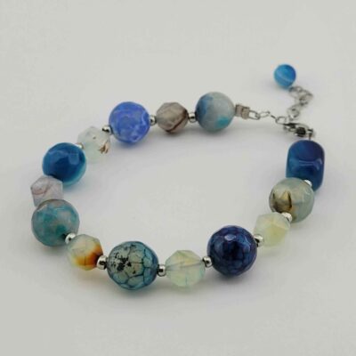 Women's Quartz & Agate Beaded Bracelet – Bohemian Gemstone Jewelry
