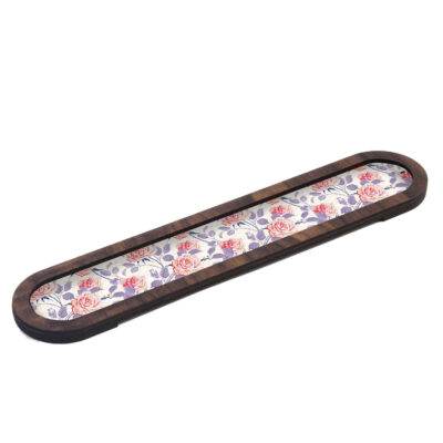Wooden Incense Holder Round Boho Floral Model Floral Set of 2