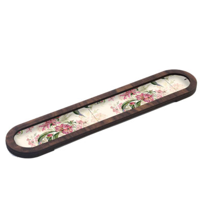 Wooden Incense Holder Round Boho Floral Model Flowers Set of 2