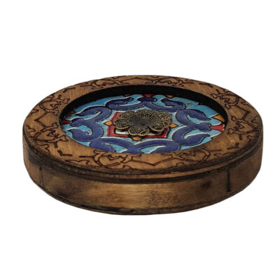 Wooden Incense Holder Round Boho Traditional Model Kaashi Gerd Set of 2