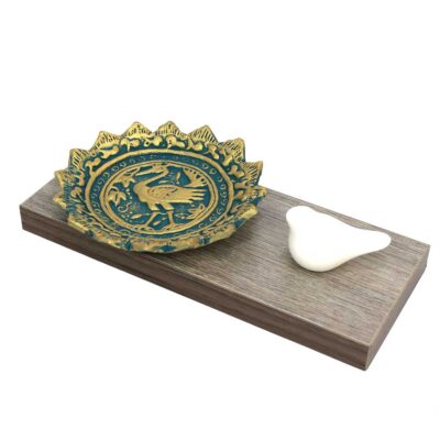 Wooden Incense Holder Round Artistic Traditional Model Parandeh Set of 2