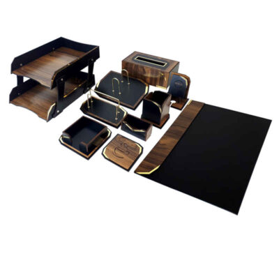Wooden Office Desk Organizer - Model Avang (10 Pieces)
