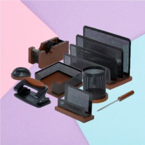 Wooden Office Desk Organizer Accessories – Model Nahid (8pcs)