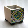 Decorative Persian Square Concrete Vase, Featuring the Kaashi Model with an Intricate Floral Design