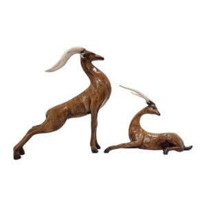 Set of 2 Decorative Brown Gazelle Figurines – Wildlife Art Decor