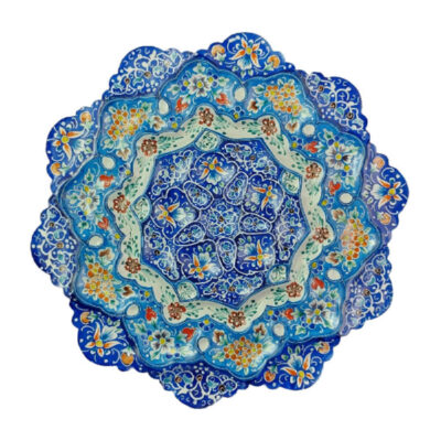Hand-Painted Persian Minakari Copper Decorative Display Plate, Bahareh Floral Enamelwork