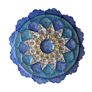 Decorative Copper Wall Plate Hand-Painted with Persian Minakari Enamel Eslimi
