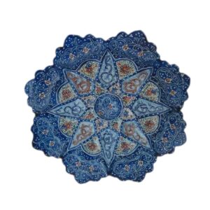 Decorative Copper Wall Plate Hand-Painted with Persian Minakari Enamel Khataei