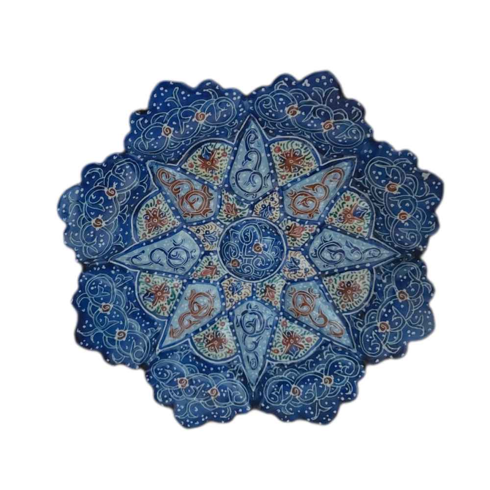 Decorative Copper Wall Plate Hand-Painted with Persian Minakari Enamel Khataei