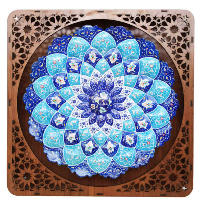 Hand-Painted Persian Minakari Copper Decorative Display Plate, Mahta Mandala Enamelwork