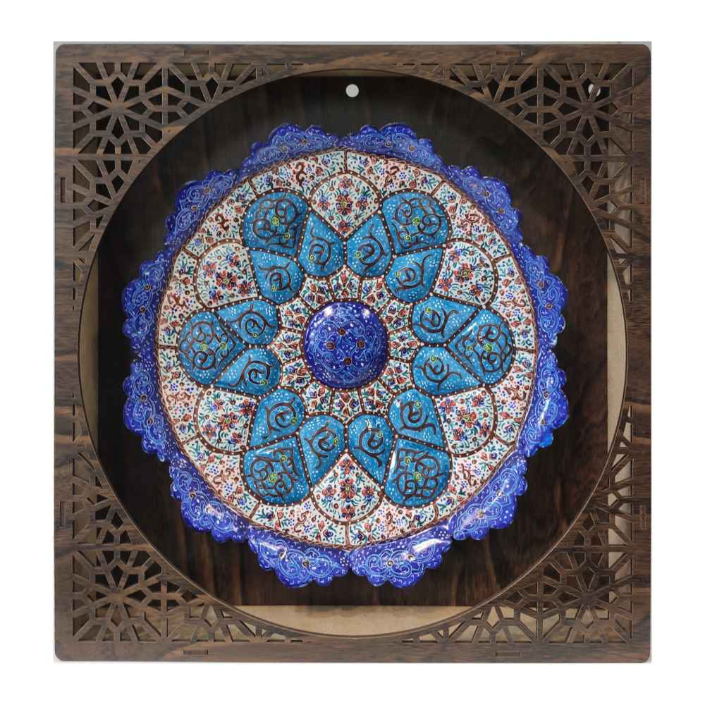 Decorative Copper Wall Plate Hand-Painted with Persian Minakari Enamel Tanin