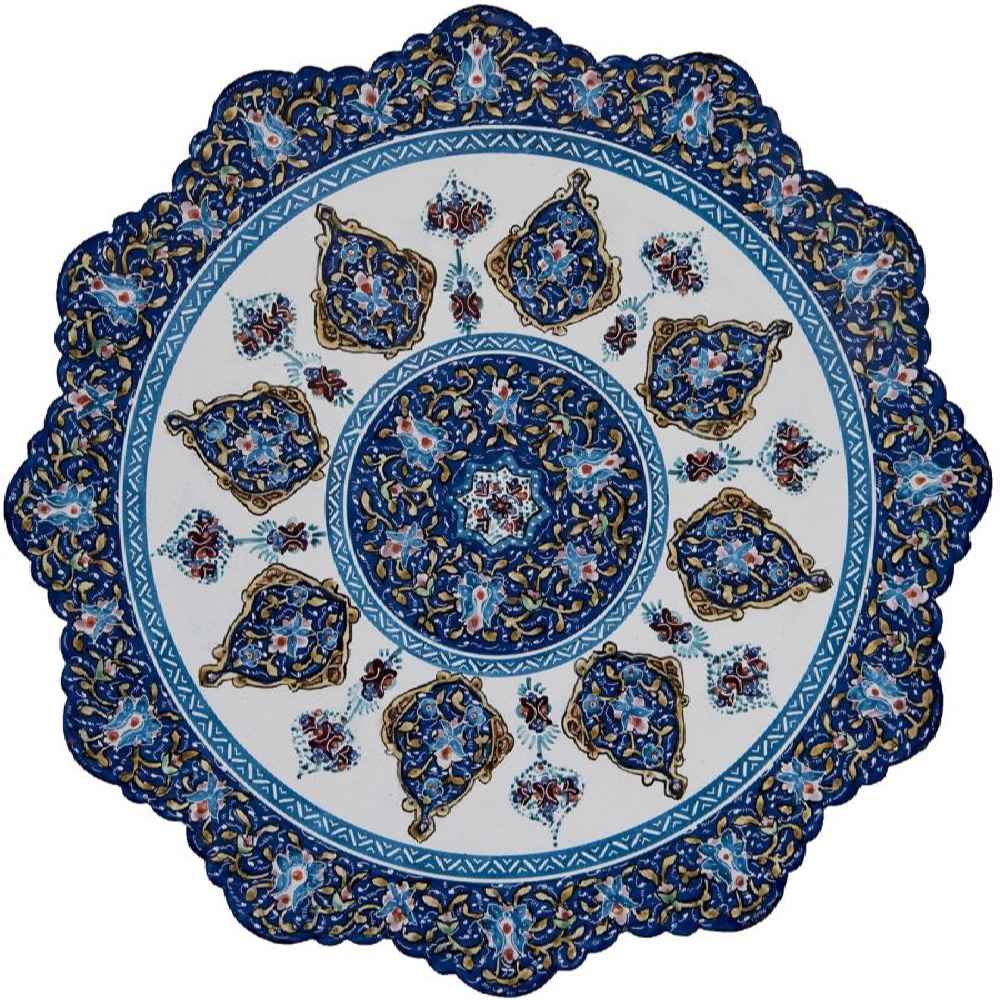 Decorative Copper Wall Plate Hand-Painted with Persian Minakari Enamel Narenj