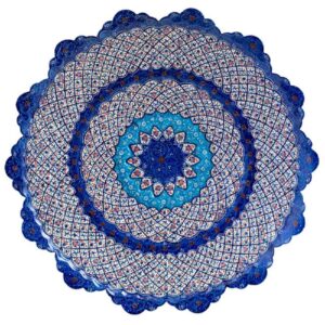 Decorative Copper Wall Plate Hand-Painted with Persian Minakari Enamel Nastaran