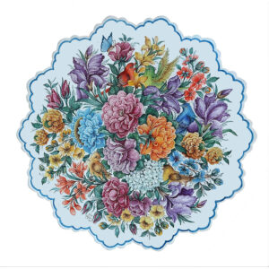 Decorative Copper Wall Plate Hand-Painted with Persian Minakari Enamel Heaven