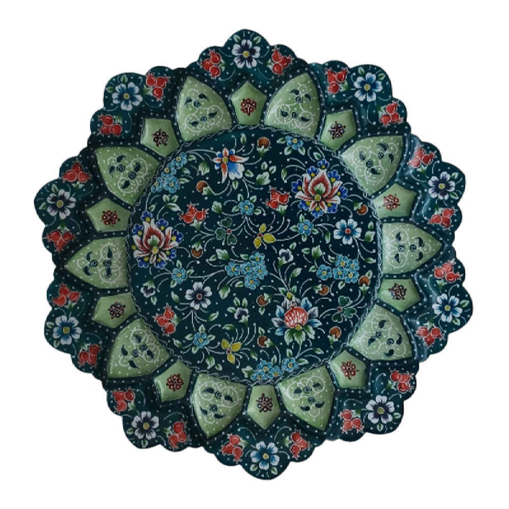 Decorative Copper Wall Plate Hand-Painted with Persian Minakari Enamel Floral