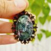 Handcrafted Resin Abstract Necklace - Bronze Toned Artisan Pendant