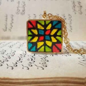 Handcrafted Resin Traditional Necklace – Gold Toned Persian Motif
