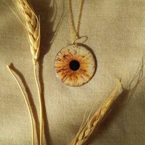 Handcrafted Resin Evil Eye Necklace – Gold Toned Protection Pendant
