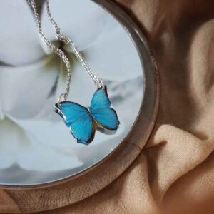 Handcrafted Resin Butterfly Necklace – Haleh Blue Azure Design