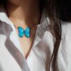 Handcrafted Resin Butterfly Necklace - Haleh Blue Azure Design
