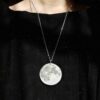 Handcrafted Resin Moon Necklace - Silver Toned Celestial Design