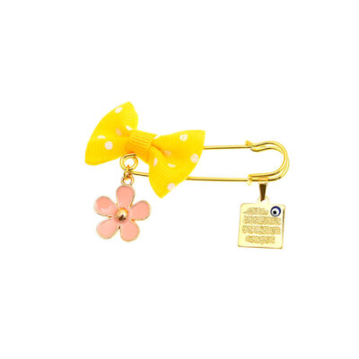 Golden Flower Brass Safety Pin Brooch – Islamic Kids Design