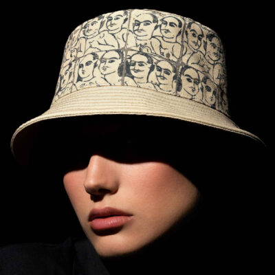 Persian Artistic Linen Bucket Hat with Contemporary Traditional Design